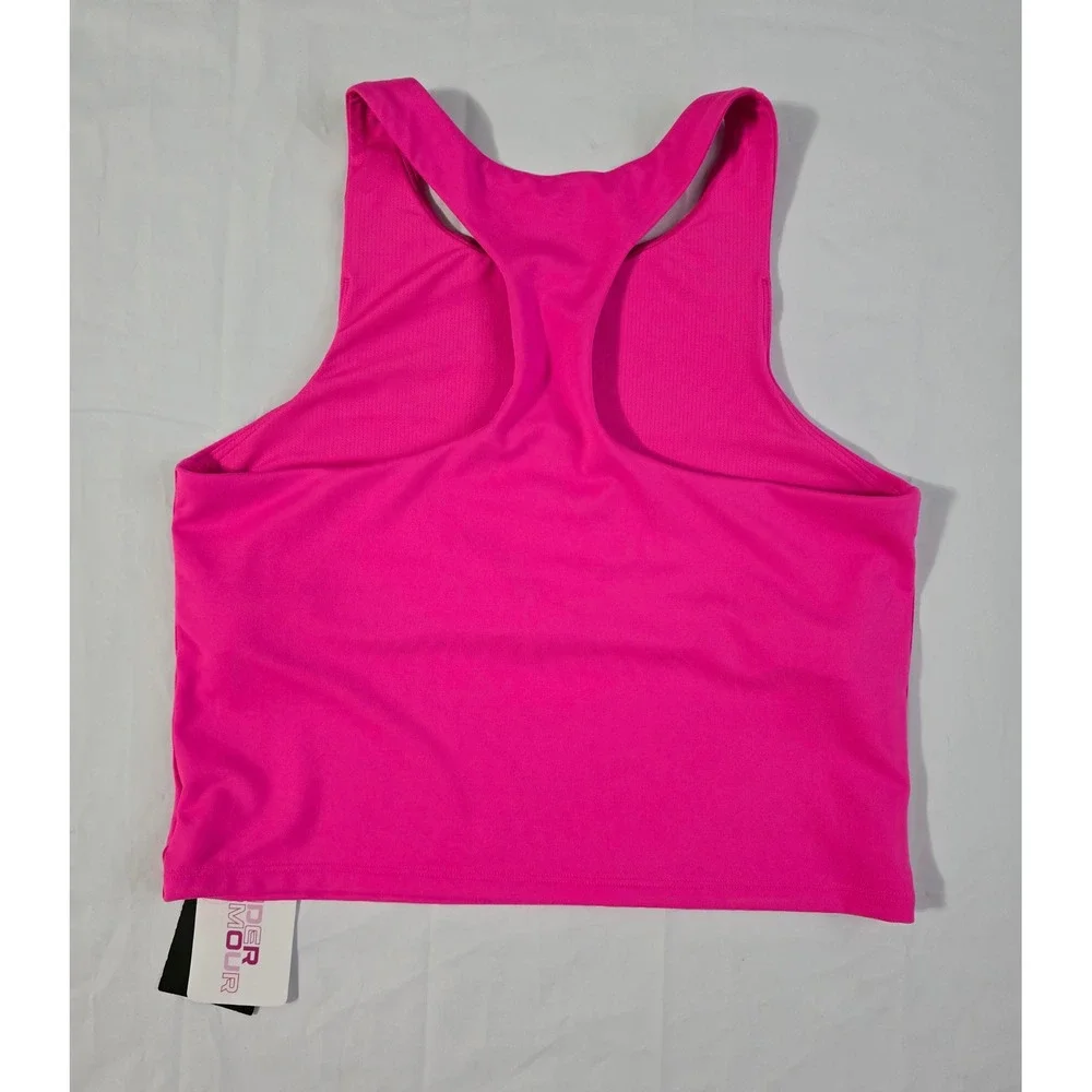 Under Armour Girls Pink Motion Crop Tank Top Racerback Fitted YXL 1379983 NWT